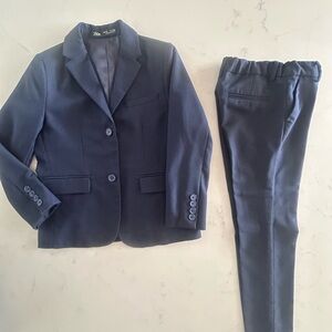 Zara Boys Navy Suit with dress shirt